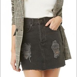 Distressed Denim Mini Skirt